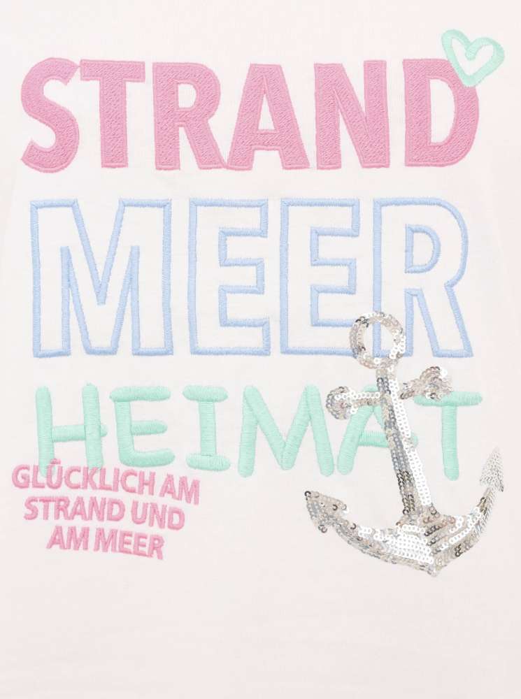 💕 Zwillingsherz Shirt "Strand Meer Heimat" Baumwolle Jersey Weiß