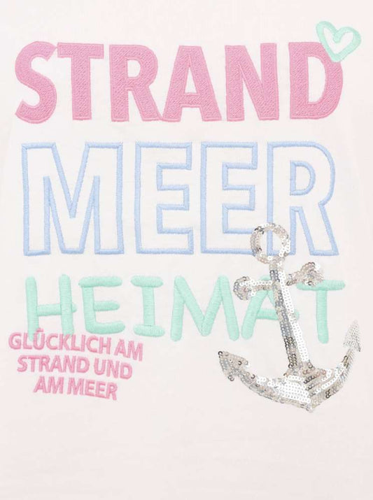 💕 Zwillingsherz Shirt "Strand Meer Heimat" Baumwolle Jersey Weiß