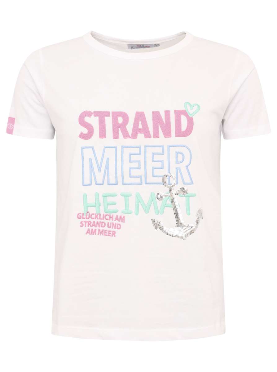 💕 Zwillingsherz Shirt "Strand Meer Heimat" Baumwolle Jersey Weiß