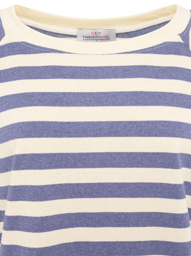 💕 Zwillingsherz Shirt "Streifen & Love" Baumwolle Jersey Jeansblau