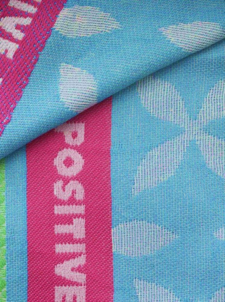 💕 Zwillingsherz Dreieckstuch Viereck "Neon Kante Positive Vibes Blüte" Hellblau