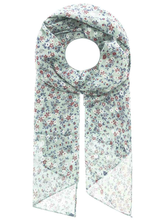 Schal Tuch "Kleine Blümchen" Baumwolle Seide Mint