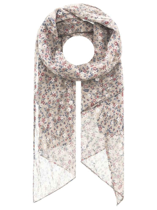 Schal Tuch "Kleine Blümchen" Baumwolle Seide Beige