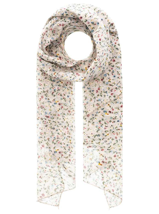Schal Tuch "Blumenwiese" Baumwolle Seide Beige
