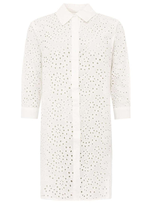 💕 Zwillingsherz Bluse "Lochmuster & Knöpfe" Tunika Weiß