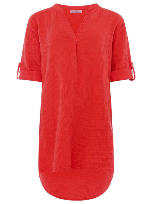 💕 Zwillingsherz Tunika Bluse Musselin "Rom" Rot