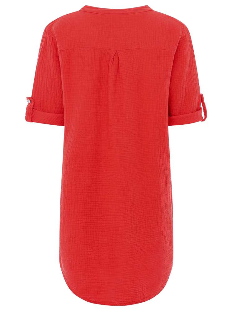 💕 Zwillingsherz Tunika Bluse Musselin "Rom" Rot