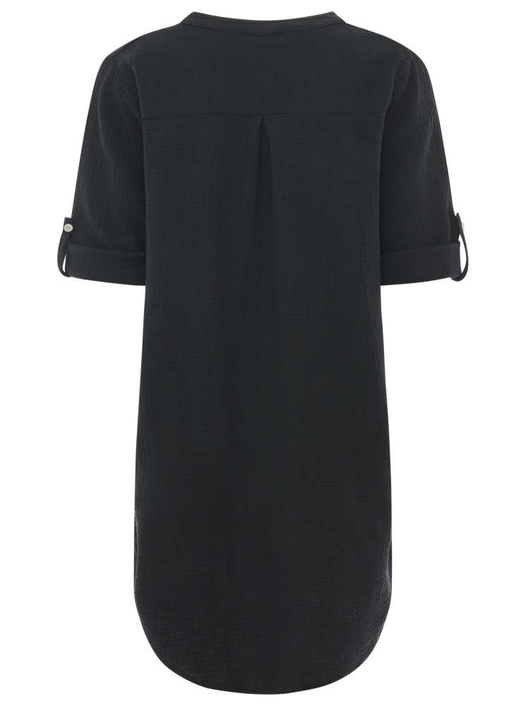 💕 Zwillingsherz Tunika Bluse Musselin "Rom" Schwarz