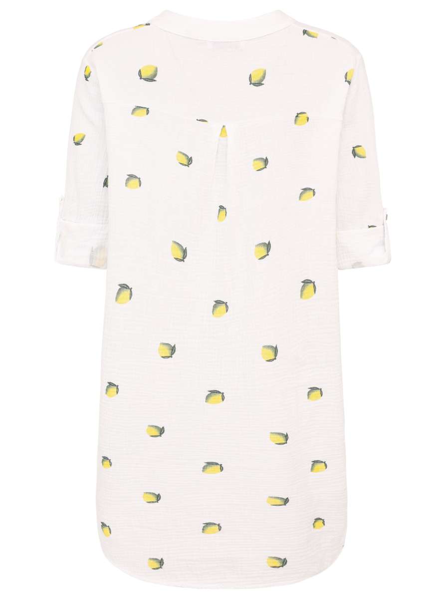 💕 Zwillingsherz Tunika Bluse Musselin "Rom Zitrone" Weiß