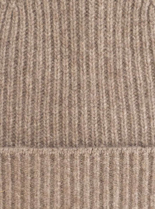 💕 Zwillingsherz Mütze "Ribbon Pattern" 100 % Kaschmir Taupe