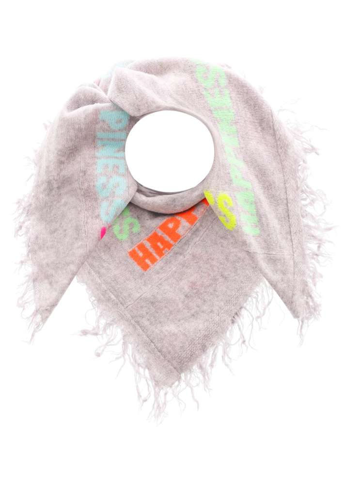 💕 Zwillingsherz 100 % XXL Kaschmir Fransen-Viereckstuch "Happiness klein" 100 % Cashmere Kaschmir Hellgrau