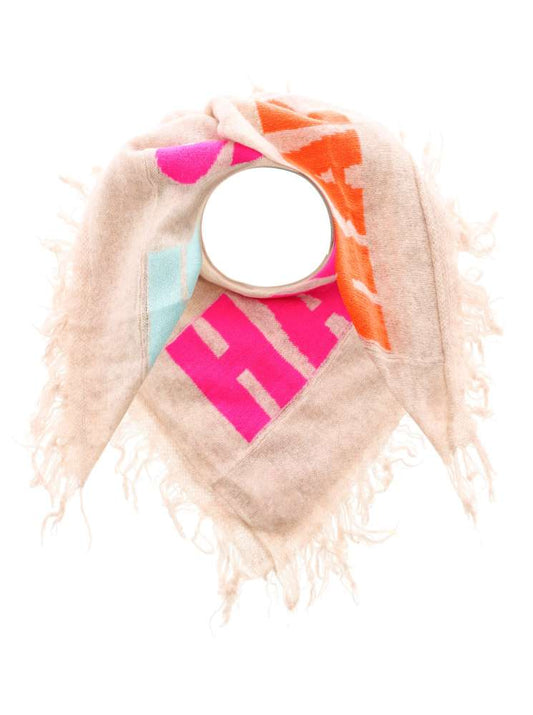 💕 Zwillingsherz 100 % XXL Kaschmir Fransen-Viereckstuch "Happiness Groß" 100 % Cashmere Hellbeige