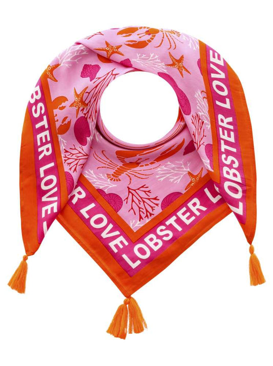 💕 Zwillingsherz Dreieckstuch "Lobster Love Muschel" Orange Pink Viereck Bambus nachhaltig organic