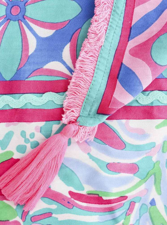💕 Zwillingsherz Dreieckstuch "Aquarell Print Mix" Blau Viereck Bambus nachhaltig organic