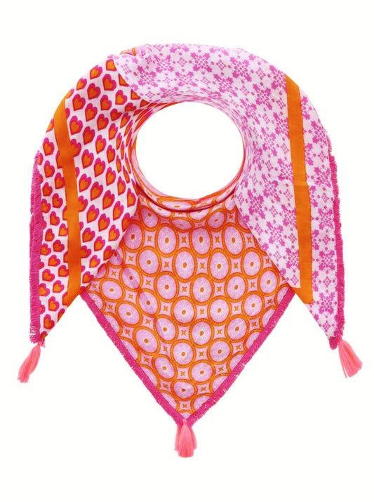 💕 Zwillingsherz Dreieckstuch "Majella" Pink Orange Viereck Bambus nachhaltig organic