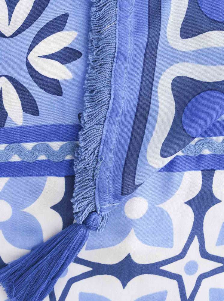 💕 Zwillingsherz Dreieckstuch "Be Happy" Royalblau Viereck Bambus nachhaltig organic