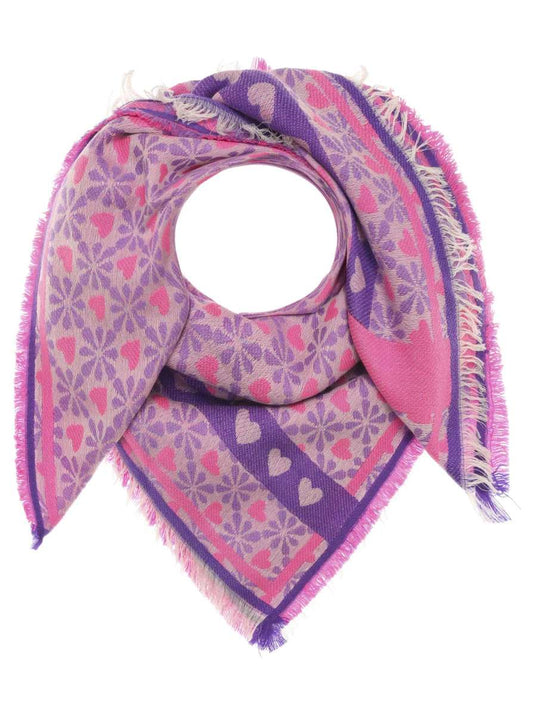 💕 Zwillingsherz Dreieckstuch Viereck "Floriane" Wolle Flieder Pink