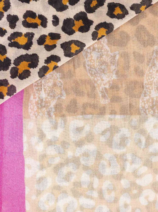 💕 Zwillingsherz Dreieckstuch "Leopard Patchwork" leichtes Viereck Beige
