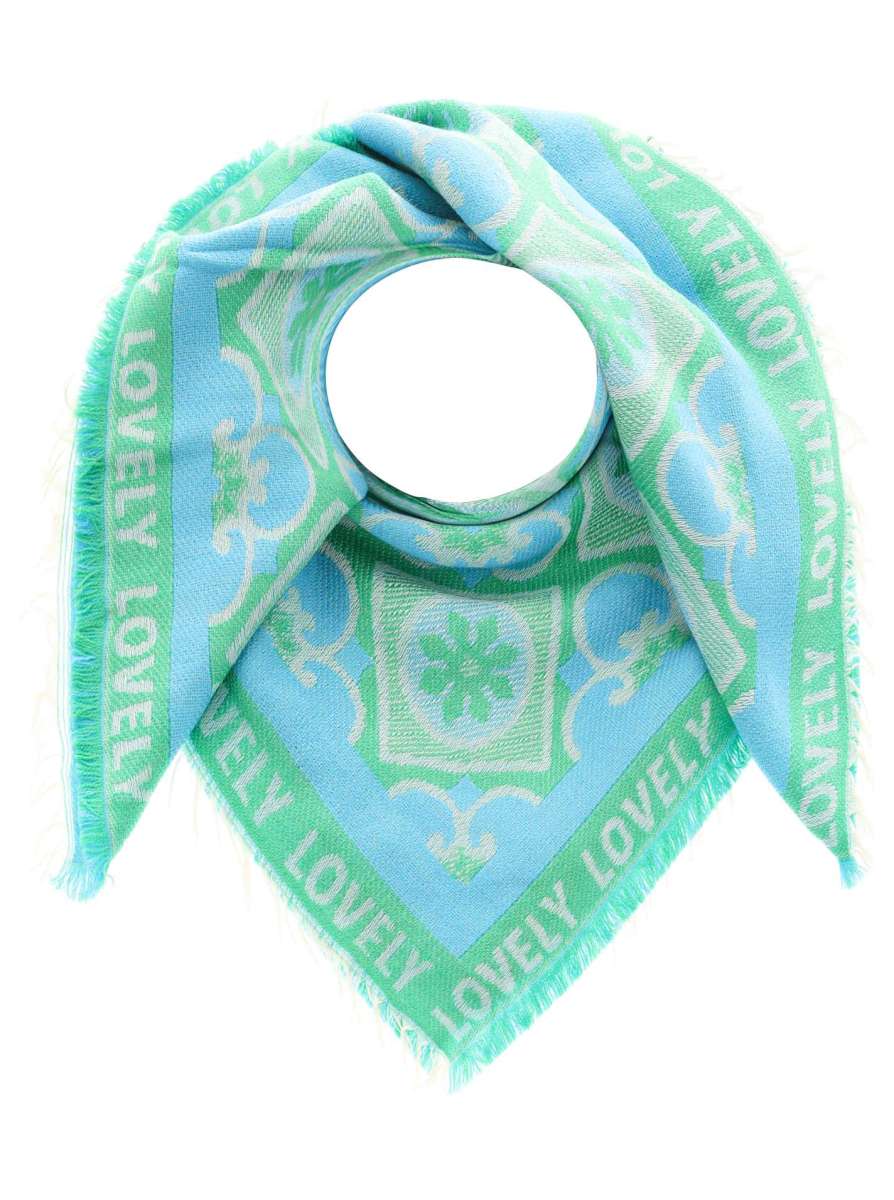 💕 Zwillingsherz Viereckstuch "Lovely Flower" Wolle Grün