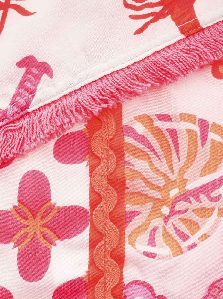 💕 Zwillingsherz Dreieckstuch "Muschel Lobster Print" Pink Orange Viereck Bambus nachhaltig organic