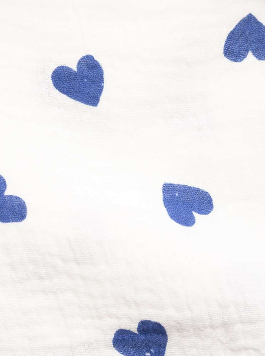 💕 Zwillingsherz Dreieckstuch "Herzen" Musselin Viereck Blau