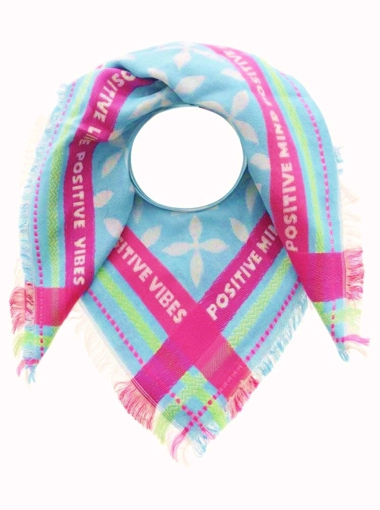 💕 Zwillingsherz Dreieckstuch Viereck "Neon Kante Positive Vibes Blüte" Hellblau