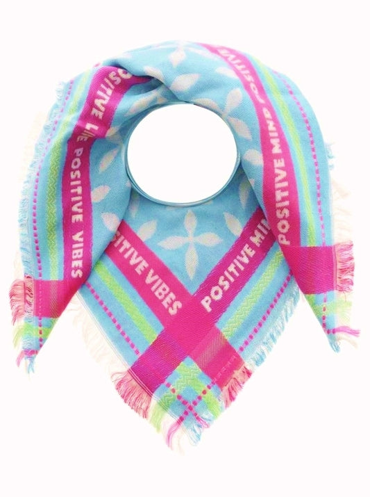 💕 Zwillingsherz Dreieckstuch Viereck "Neon Kante Positive Vibes Blüte" Hellblau