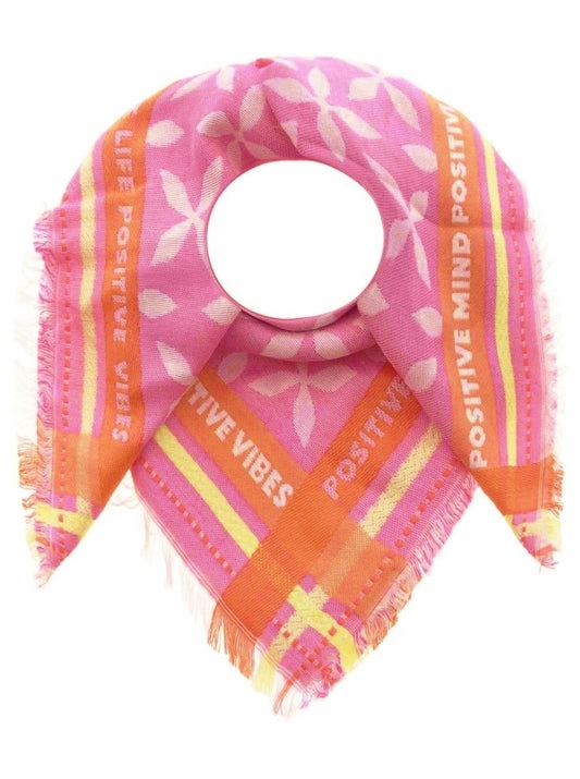 💕 Zwillingsherz Dreieckstuch Viereck "Neon Kante Positive Vibes Blüte" Pink Orange