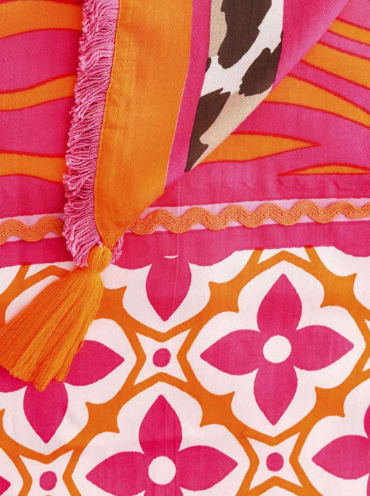 💕 Zwillingsherz Dreieckstuch "Stay Wild" Pink Viereck Bambus nachhaltig organic