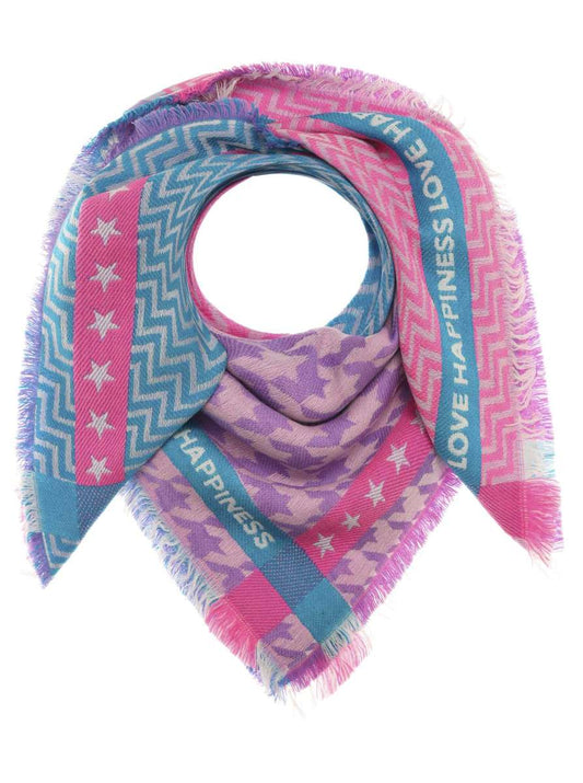 💕 Zwillingsherz Dreieckstuch Viereck "Wally" Wolle Lila Blau