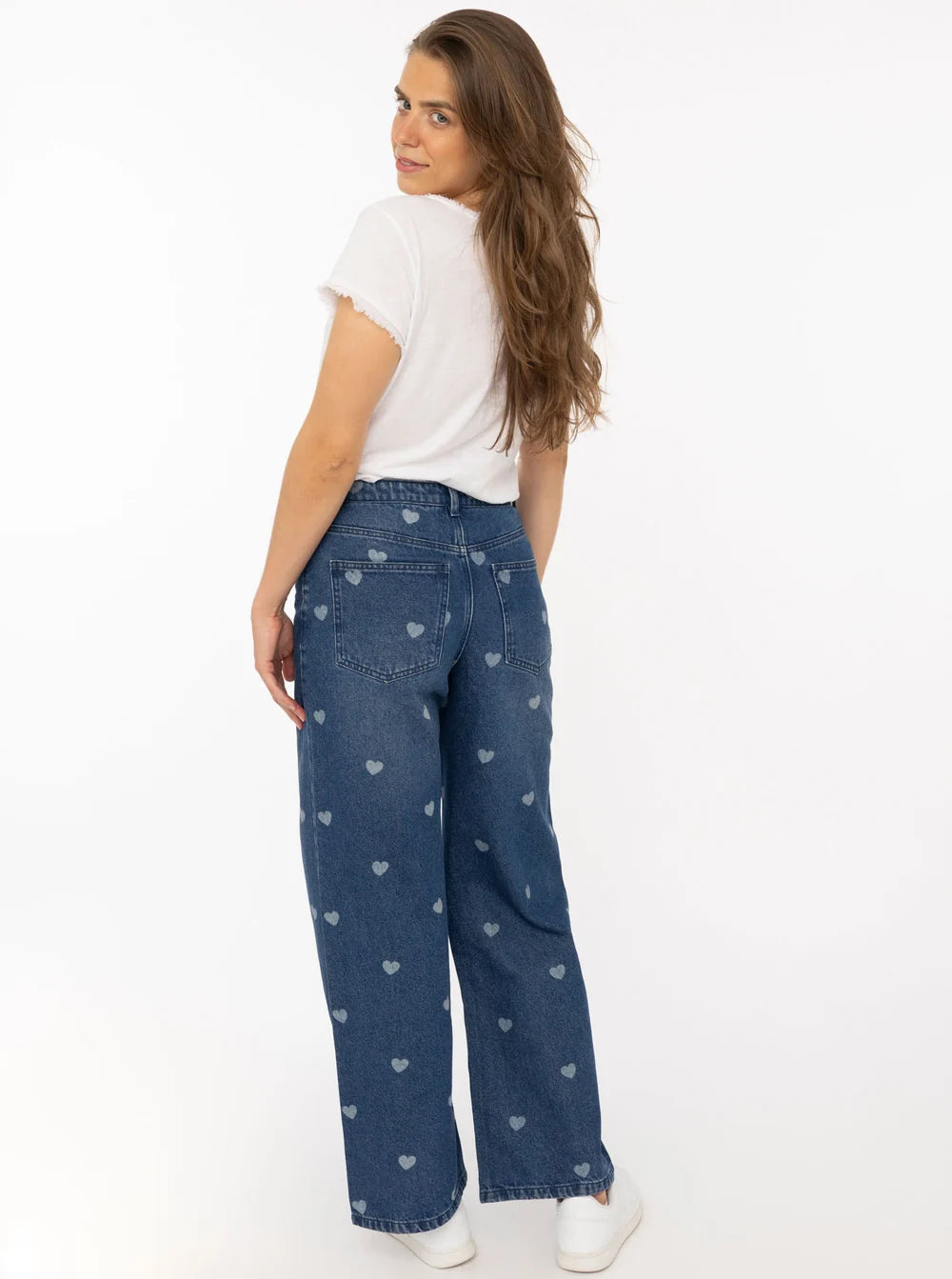 💕 Zwillingsherz Jeans BW "Washed Hearts" Wide Leg Dunkelblau