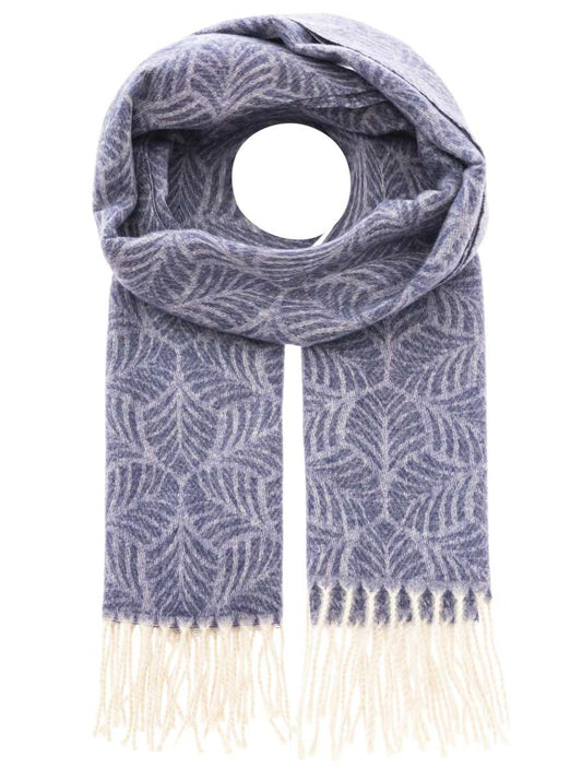 💕 Zwillingsherz Winterschal "Abstrakte Blätter" Jeansblau