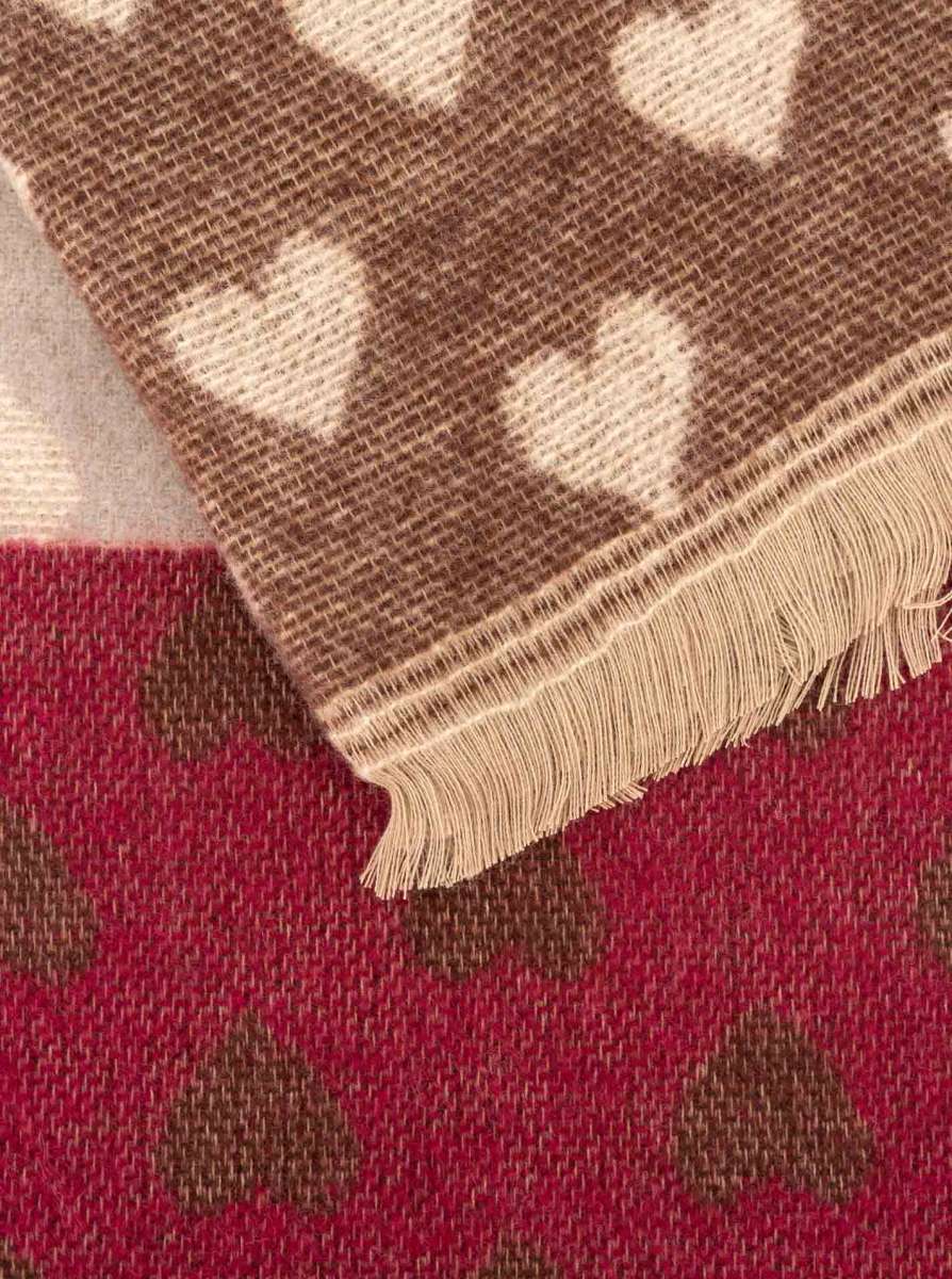 💕 Zwillingsherz Schal "Blockstreifen & Herzen" Beige