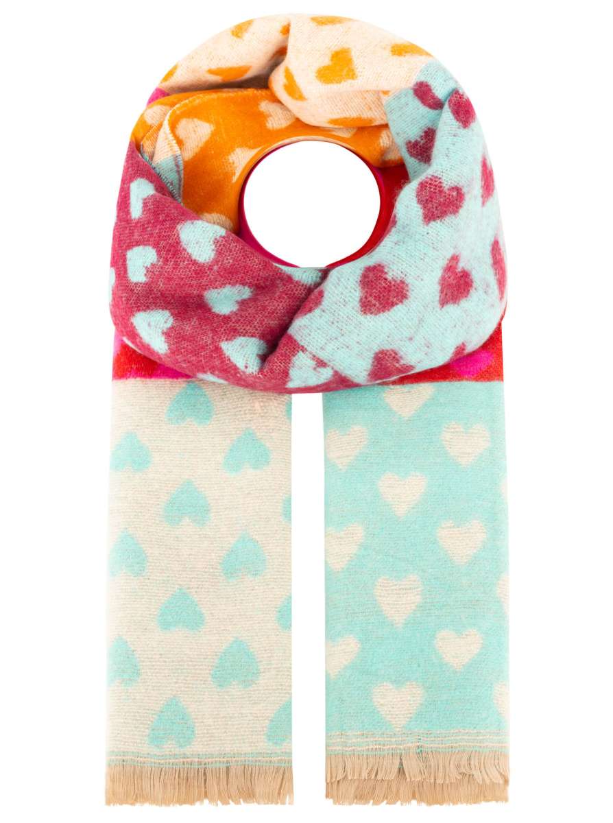 💕 Zwillingsherz Schal "Blockstreifen & Herzen" Bunt