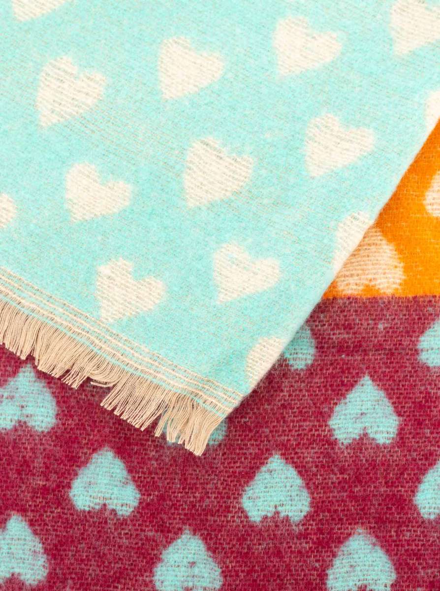 💕 Zwillingsherz Schal "Blockstreifen & Herzen" Bunt