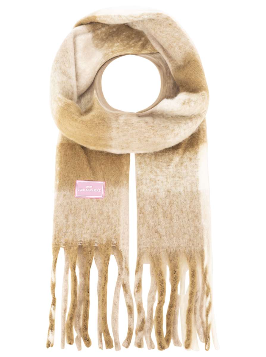 💕 Zwillingsherz Schal "Karos & Big Tassel" Beige