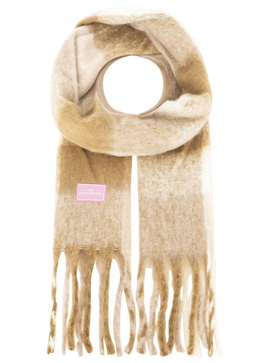 💕 Zwillingsherz Schal "Karos & Big Tassel" Beige