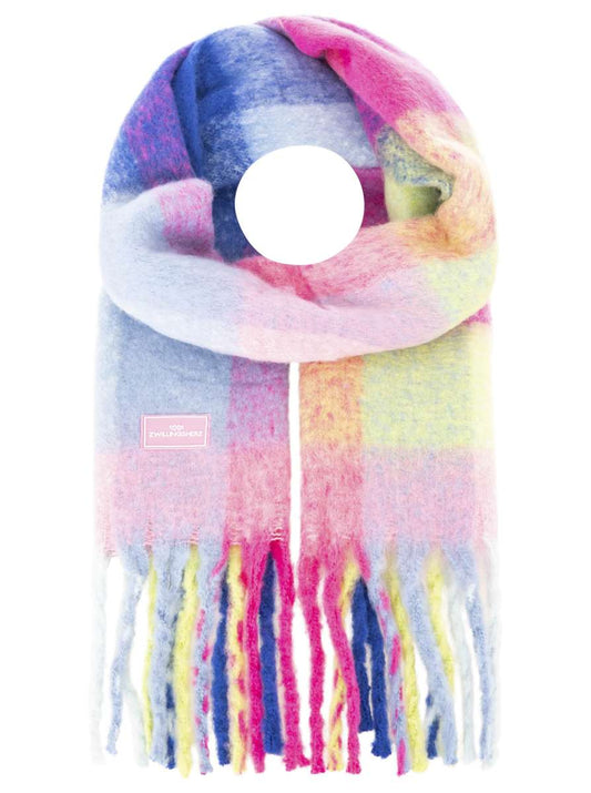 💕 Zwillingsherz Schal "Karos & Big Tassel" Blau