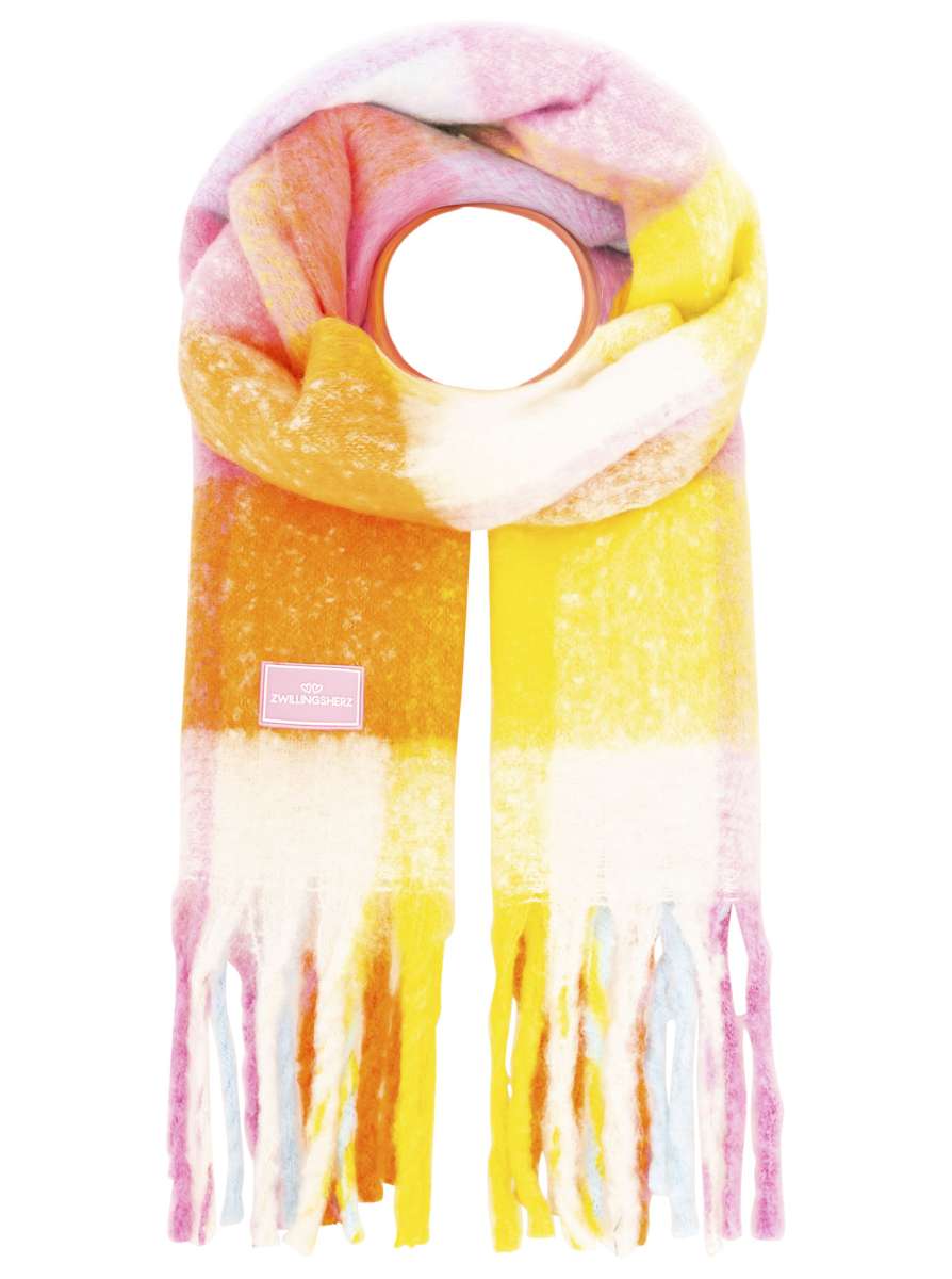 💕 Zwillingsherz Schal "Karos & Big Tassel" Multi