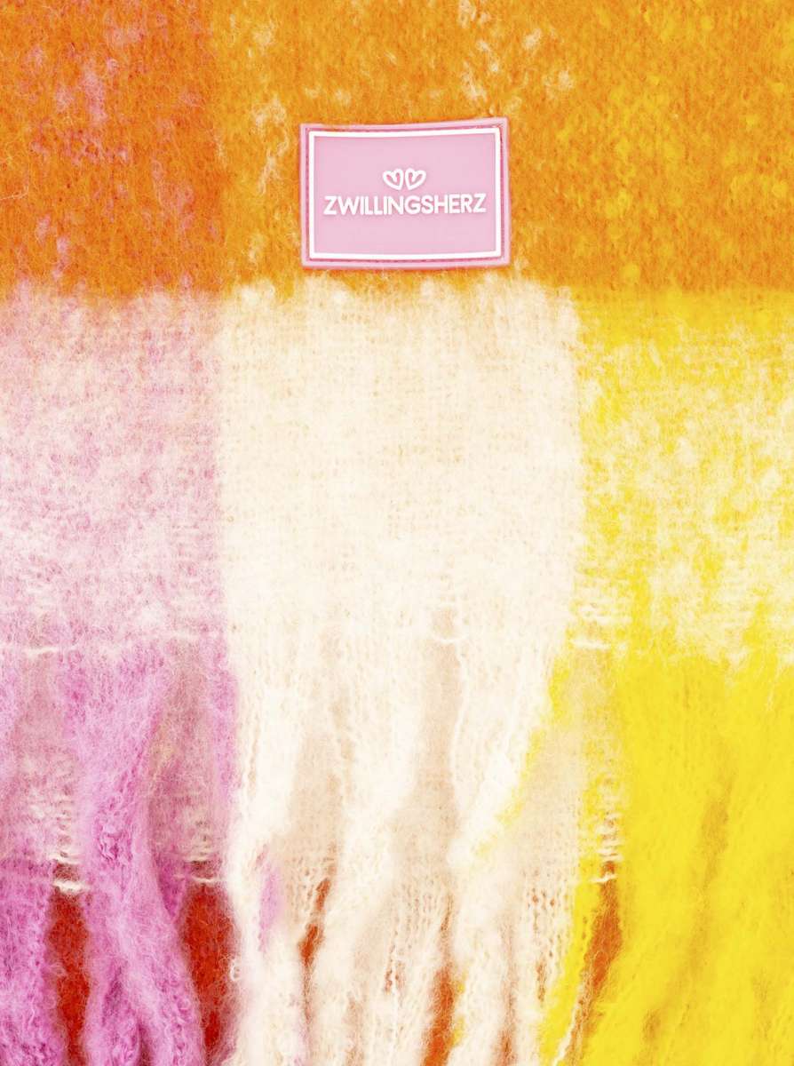 💕 Zwillingsherz Schal "Karos & Big Tassel" Blau