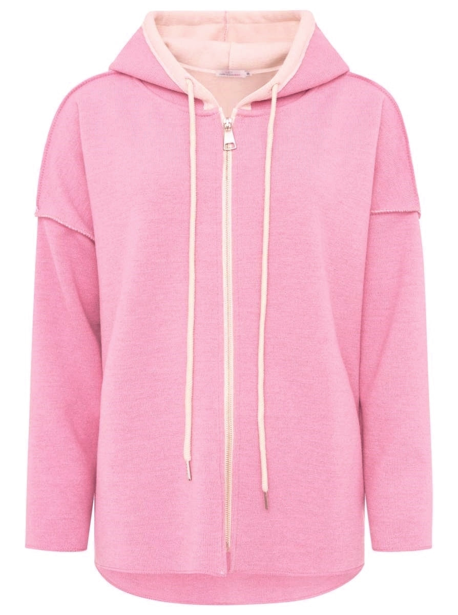 💕 Zwillingsherz Hoodiejacke Doubleface "Uni" Zip Sweater Rosa
