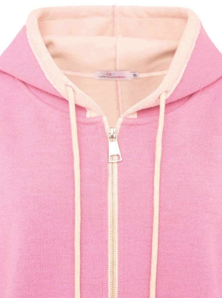 💕 Zwillingsherz Hoodiejacke Doubleface "Uni" Zip Sweater Rosa