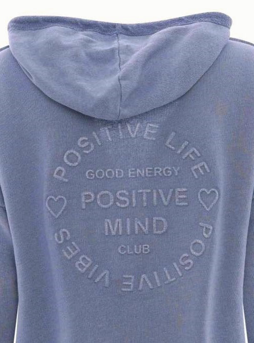 💕 Zwillingsherz Sweatshirt Jacke "Positive Mind" Sweater Baumwolle Jeansblau
