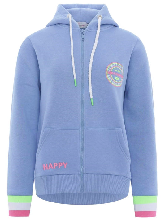 💕 Zwillingsherz Zip Hoodie Sweatshirt Jacke "Smile EverydayZH" Sweater Baumwolle Blau