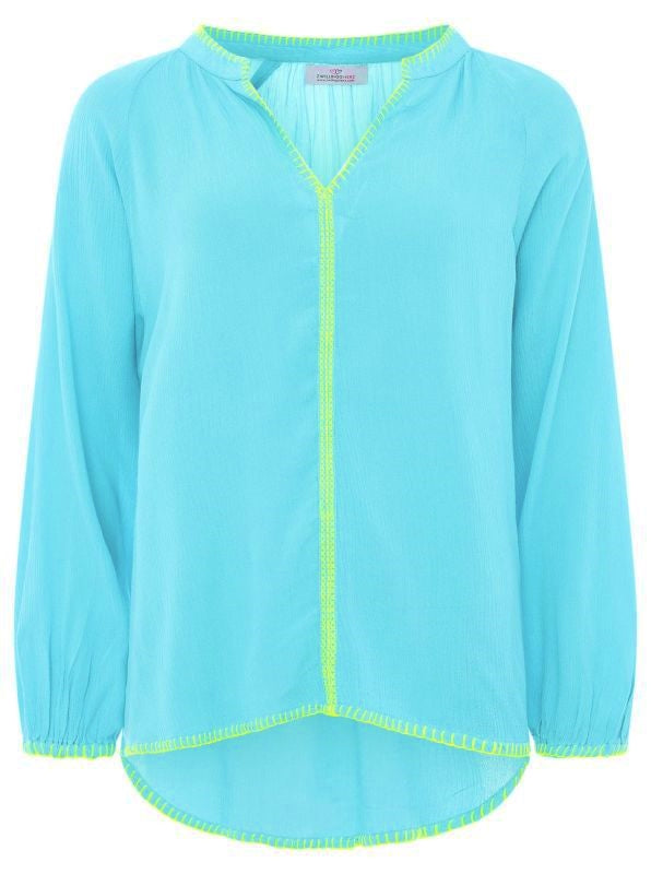 Zwillingsherz Bluse "Neon Stickerei" 100 % Viskose Mint