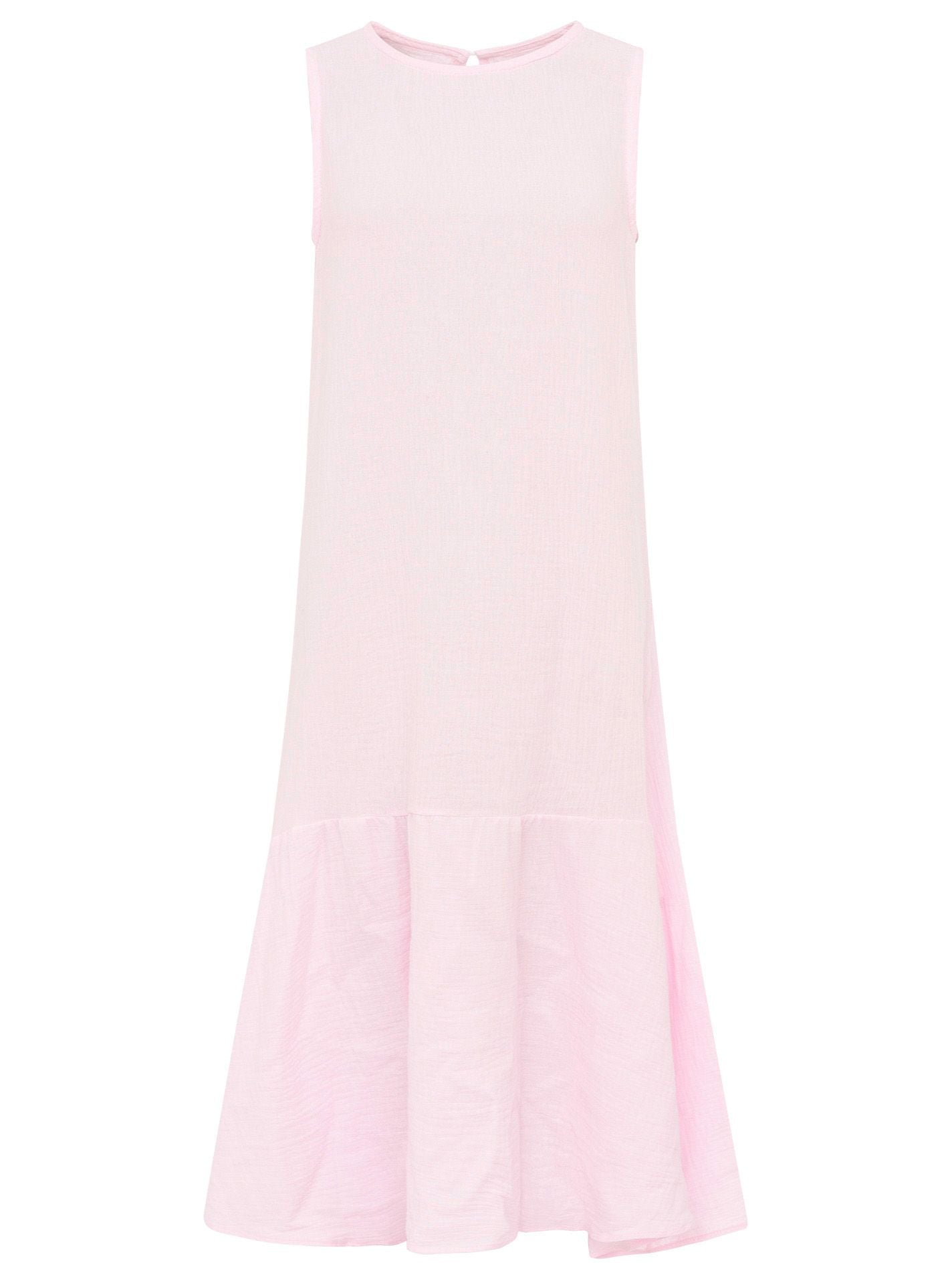 💕 Zwillingsherz Maxikleid Musselin "Ärmellos" lang Rosa