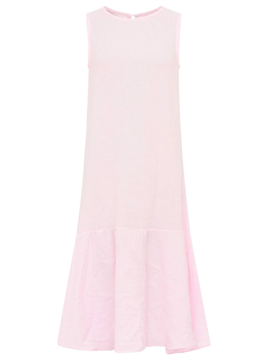 💕 Zwillingsherz Maxikleid Musselin "Ärmellos" lang Rosa