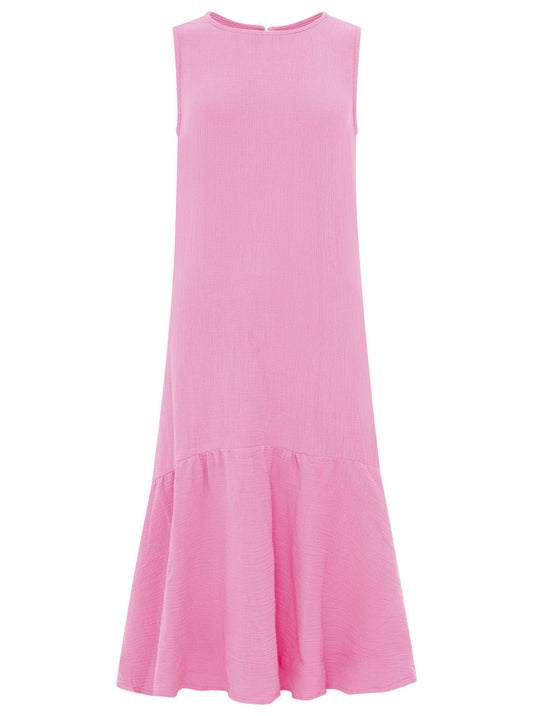 💕 Zwillingsherz Maxikleid Musselin "Ärmellos" lang Pink
