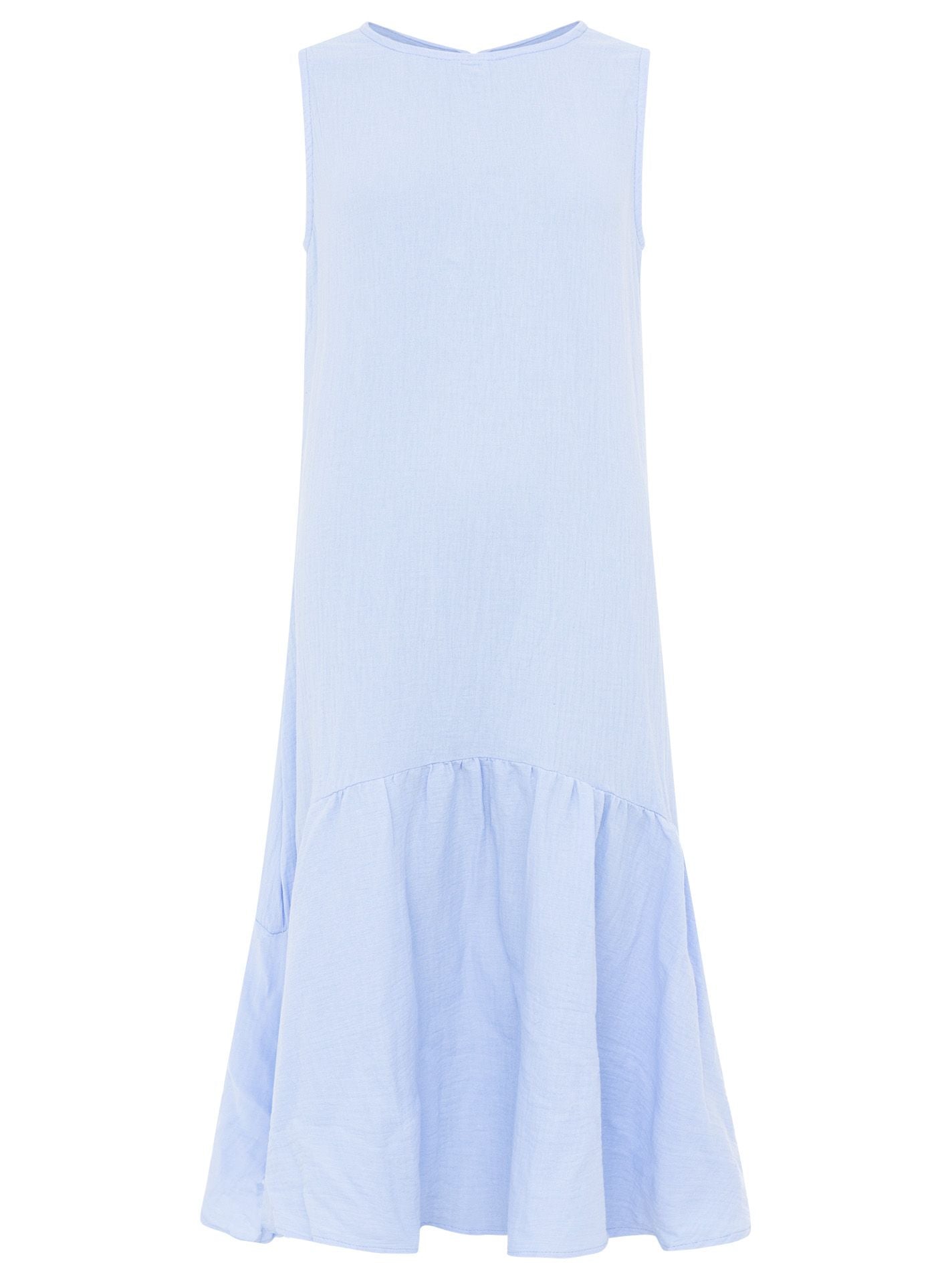 💕 Zwillingsherz Maxikleid Musselin "Ärmellos" lang Hellblau