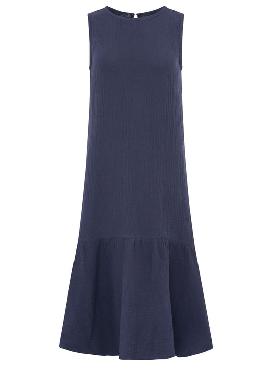 💕 Zwillingsherz Maxikleid Musselin "Ärmellos" lang Dunkelblau